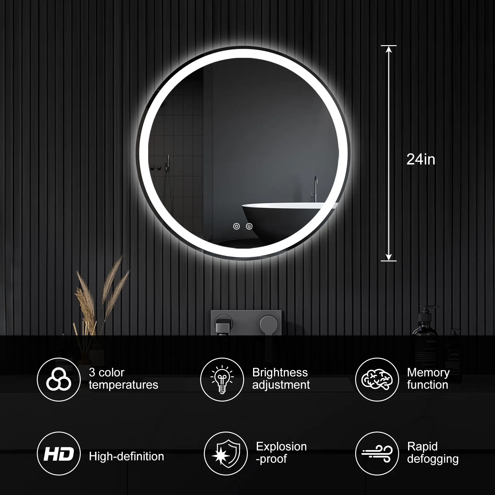24" x 24"- Round-LED