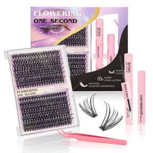 Lash Clusters Kit 280PCS Eyelash Clusters Kit,40D50D D Curl 10-16mm Individual Lash Comfortable Eyelash Extension Set, Classic Look with Bond and Seal Waterproof, Remover DIY at Home