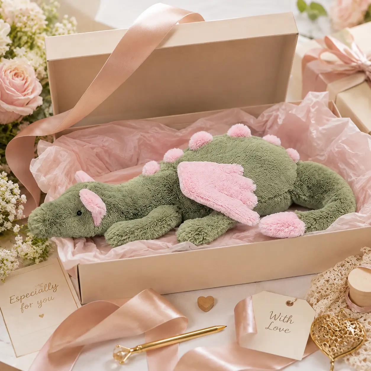 Matcha Green Dragon Stuffed Animal Plush Toy, Soft Cute Plush Dragon Toy, Mythical Plush Toy, Jellycat Green Dragon Soft Plush Toy