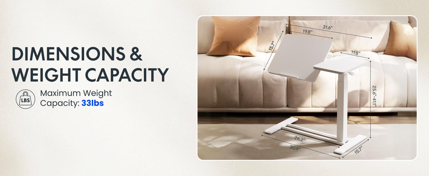 FLEXISPOT H7 Flex Height Adjustable C-Shaped End Table with Split Tilting Top, Mobile Side Table for Sofa & Bedside, Space-Saving Slide Under Furniture, Rolling Laptop Desk with Hidden Wheels for Small Spaces, WFH Essentials, Versatile Home Gift