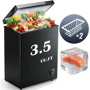 WANAI Compact Freezer 3.5 cu ft Environmental Chest Freezer, Mini Freezer with 7 Gear Adjustable Temperature, Removable Storage Basket, Energy Saving