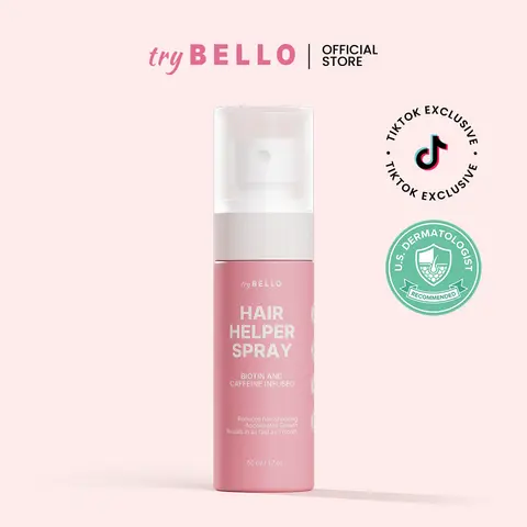 TryBello Hair Helper Spray with Biotin Castor Oil & Caffeine Infused Non-Oily Formula for Fuller Thicker Hair Growth Treatment Vegan Cruelty Free Lightweight Serum - Haircare Solution