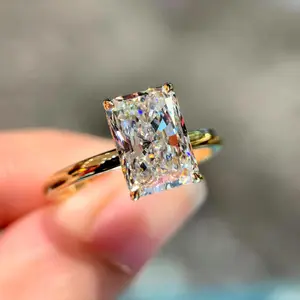 【#22 RD】Synthetic Moissanite S925 sterling silver ring Radiant 2/3/4/5/10 carat classic women's engagement/proposal ring gift