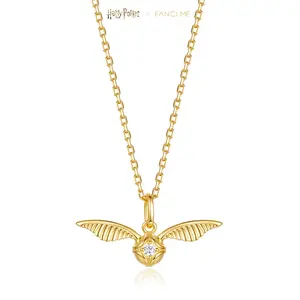 Fancime X Harry Potter Gold Plated Sterling Silver Golden Snitch Necklace for Women Girls, Official Collaboration With Gift Box