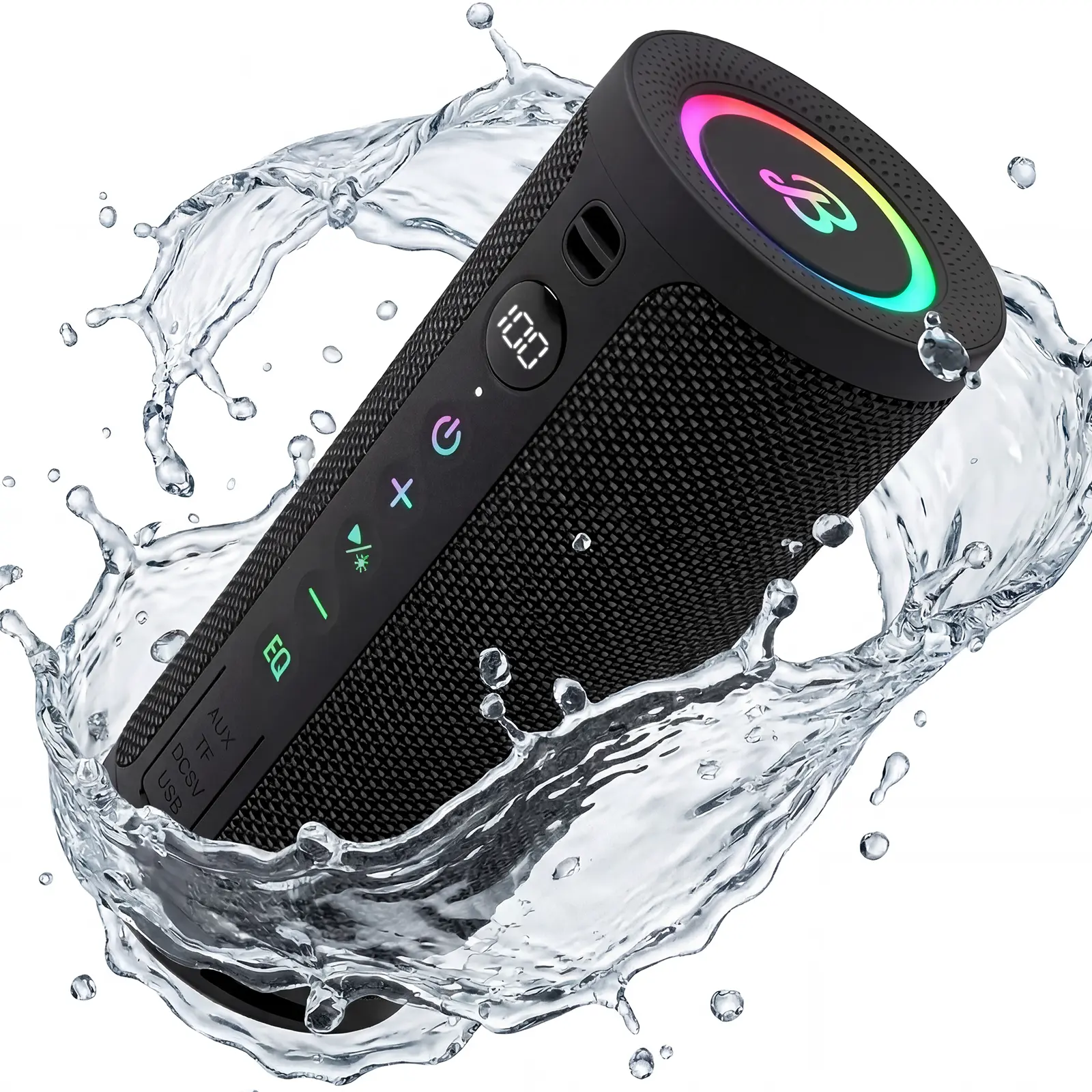 [Back to Shcool] BassBloom Roar 3 Portable Bluetooth Speaker,20W Handy Powerful Audio Sound with Bass,IPX6 Waterproof,24H Playtime, Bluetooth 5.4,RGB Lights, Clarity and Bass Speakers, Wireless Smartphone TWS Pairing, Compact Outdoor for Camping, Beach
