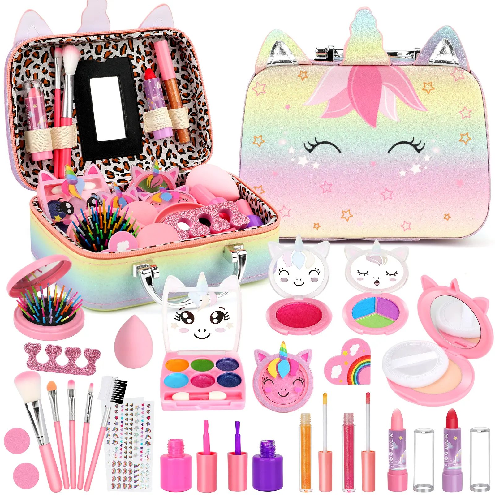 24 Pieces Kids Cosmetics - Girls Kids Makeup Set, Girls Washable Makeup Set, Cosmetic Set for little girls over 3 years old, Christmas gift, birthday gift.