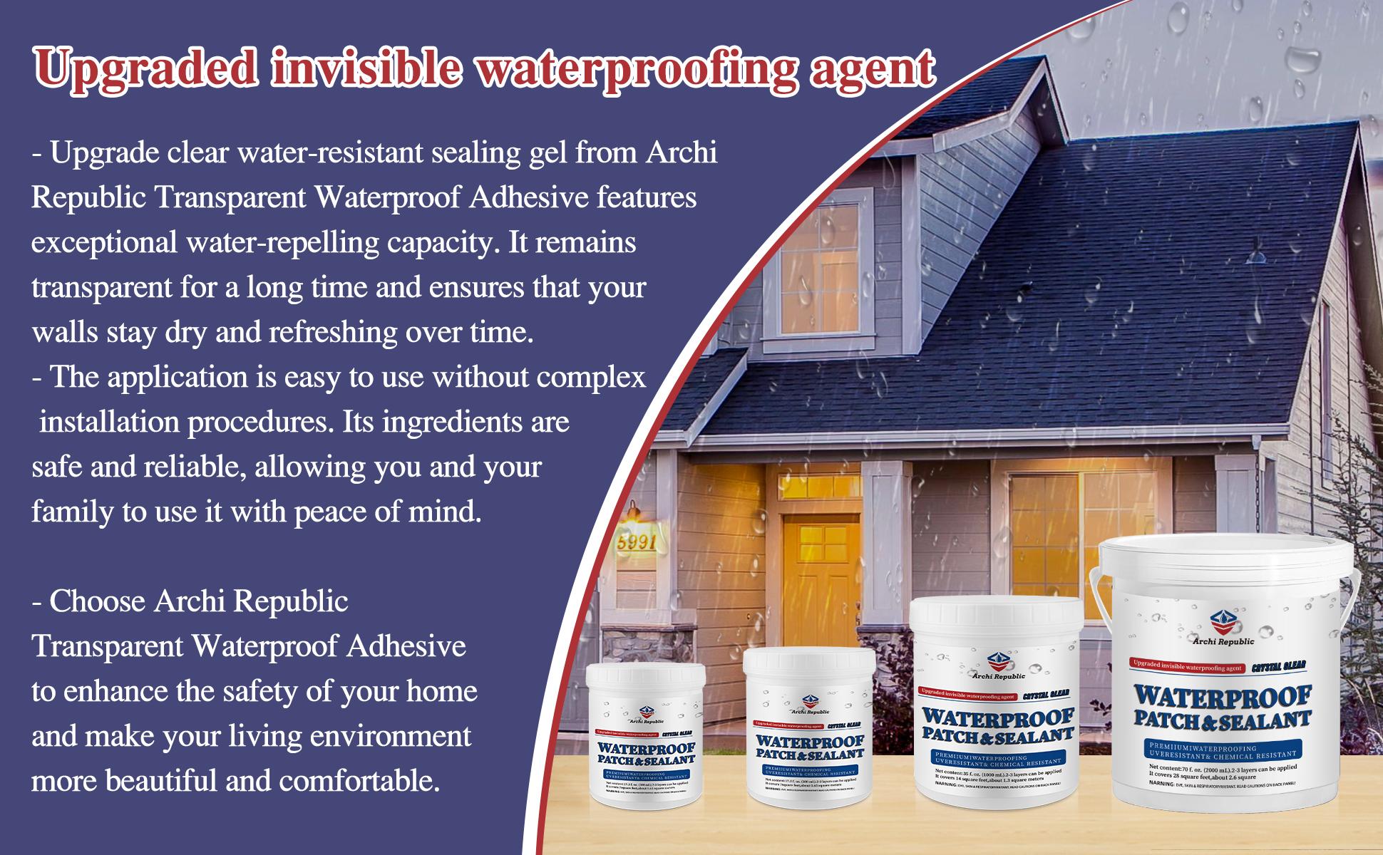 Archi Republic Clear Waterproofer - Highly effective waterproofing coating that protects your building from water, long lasting and easy to use on a wide range of surfaces.