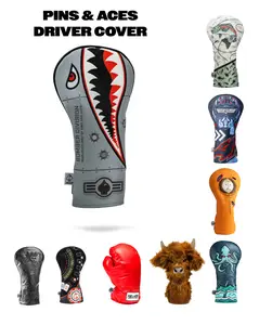 Pins and Aces Driver Covers- Blackout King, Blackjack, Bomber, Boxing Glove, Highland Cow, Kraken, Kenny, TopGun, Transfusion, Trump, Trout, USA, Western. Fits all Nike, Callaway, Titliest, TaylorMade, Mizuno, Cobra golf drivers up to 460cc