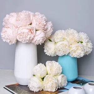 LOKHOM 2 Bouquet 10pcs Real Look Vintage Silk Flowers with Stems for Home Wedding Decoration Aesthetic Decorative Bouquet for Centerpiece Table Wedding Party Home Decor Bar Decor
