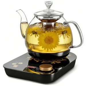 Electric Glass Tea Kettle with Removable Infuser, 0.8L/27oz, Smart Temperature Control, Hot Water Kettle, Brewing Tea Pot, Tea Maker, Keep Warm, Auto Shut Off, BPA-Free