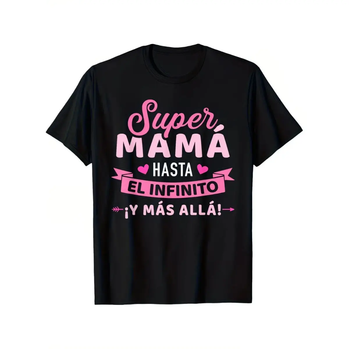 Super Mom TShirt with Pink Print Retro Round Neck Short Sleeve Spanish Phrase Top Unisex Black Gift for Mother Day