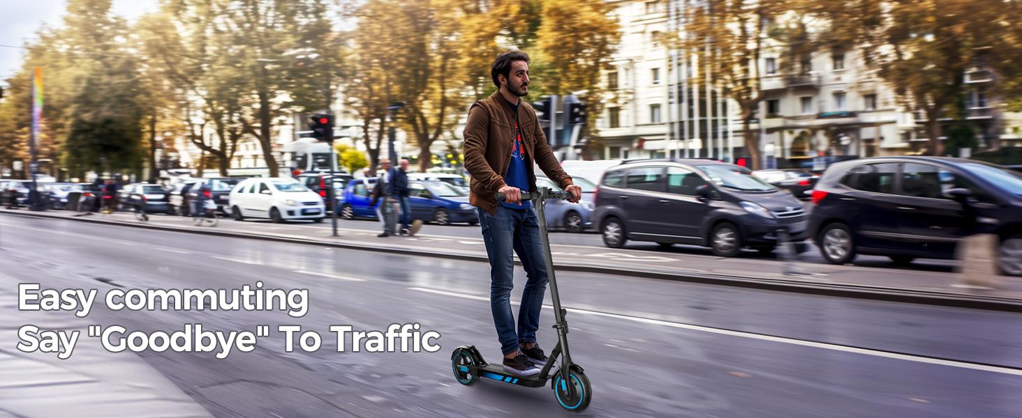 Electric Scooter 500W Motor for Adult with 10" Vacuum Big Tire, Max Speed 28MPH, Foldable & Portable EScooter for Commuting, Electric Kick Scooter with APP Control 36V 10.5AH Battery long Range Commuter Electric Scooter dual brake