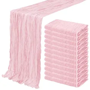 MTREO 1 6 10 12 Pack 10Ft Cheesecloth Table Runner 35x120 Inch Rustic Gauze Table Runner Romantic Long Sheer Fabric Cheese Cloth Table Runner for Wedding Party Bridal Baby Shower