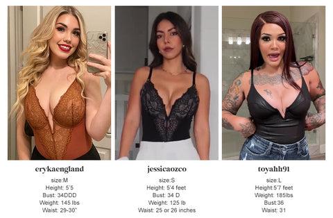 Popilush Fit Shapewear Bodysuit Deep-V Neck Lace Bodysuits Basic Womenswear Tops Or Leather Skirts Underwear Sleeveless Long Sleeve Bodysuit Buckle Breathable Smooth