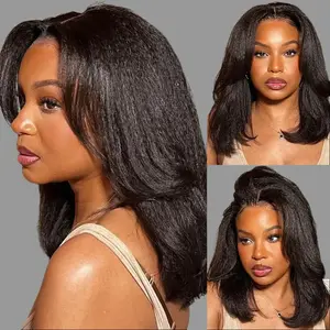 【NEW】FORGIRL FOREVER Layered Cut Yaki Straight Wear Go Glueless Wig 9x6 T Part Pre-Cut Lace Bob Wig With Drawstring