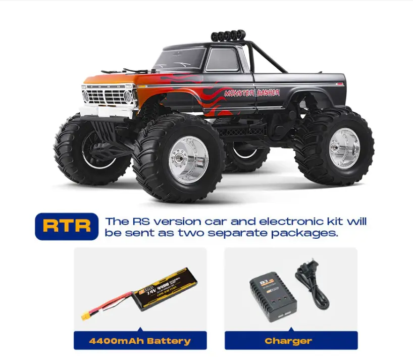 FMS 1:10 Ford F-100 Monster Truck RTR | Officially Licensed | Brushless High-Speed RC Car | 1970s Classic Scale Pickup | RWD Off-Road Performance | LED Lights | Perfect Gift for Beginners & Pros
