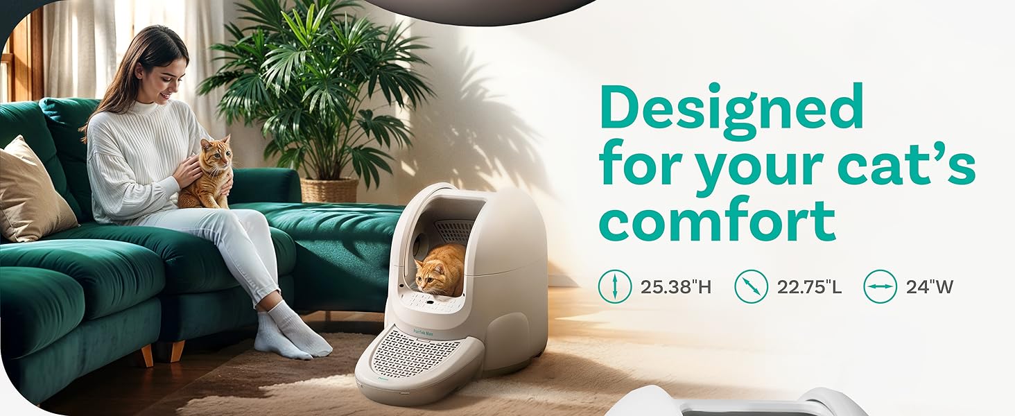 Petcove PurTek Max Self Cleaning Litter Box Extra Large Automatic Cat Litter Box with APP Control Smart Odor Blocking Spacious Design for Multiple Cats Petcove PurTek Max Self Cleaning Litter Box Extra Large Automatic Cat Litter Box with APP Control Smart Odor Blocking Spacious Design for Multiple Cats