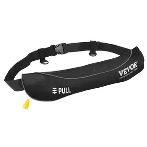VEVOR Manual Inflatable Belt Pack for Adults, 105N Buoyancy, Over 80 Pounds and Up to 59 in Waist Adjustable, Inflatable PFD Waist for SUP Paddelboarding, Kayaking, Black (CO2 Cylinder Not Included)