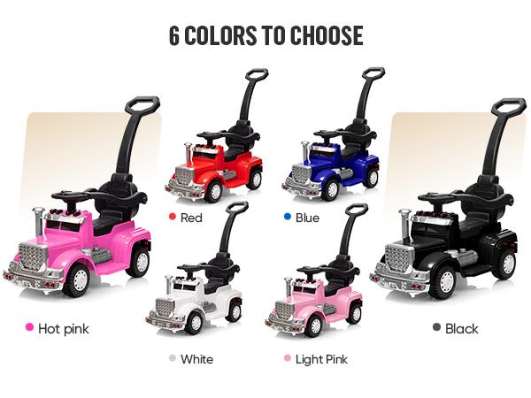 Hikiddo 3 in 1 Toddler Push Car for Boys & Girls Aged 1-3 Pink Retro Vintage Design with Music Player for Indoor Outdoor Use