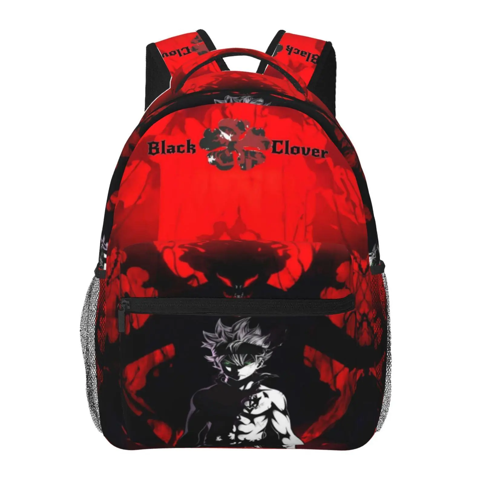 Cute Black Clover backpacks for school 2026/2027, large-capacity cartoon print Black Clover laptop daypacks for campus daily commute, lightweight portable Black Clover bookbags, gift for kids, teens, students