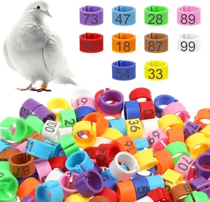 Birds Leg Rings 100 Pcs 8mm, Colorful Readable Numbered Pigeons Quail Chick Identification Leg Bands Clip on Leg