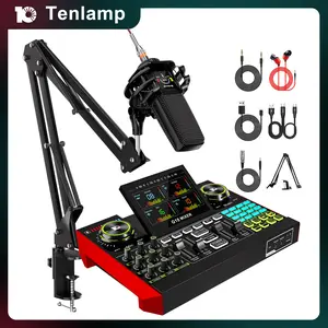 Tenlamp G10-PKPRO cantilever live broadcast sound card with cantilever bracket, DSP professional chip, PK PRO microphone, 4 custom sound effect buttons, compatible with Android, Apple mobile phones and PS5