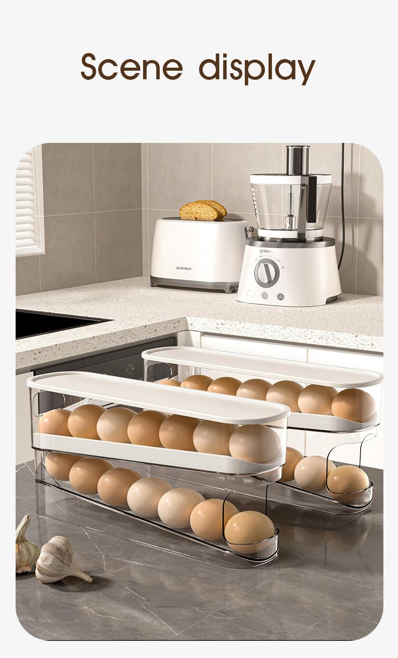 MiAoLi Rolling Egg Holder for Fridge, Egg Dispenser for Refrigerator, Automatic Rolling Storage Container for Countertop, Kitchen &Outdoor Use (3.35"x3.74"x11.02") 1 Pack