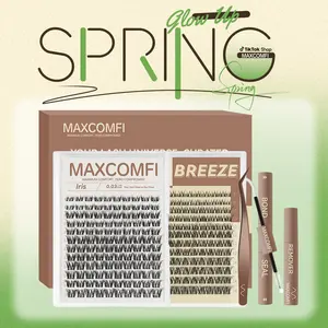 BREEZE and IRIS | MaxComfi No Itchy Eyes Here Long-Lasting, Waterproof & Super Soft & Thin Band Too VIVI STYLE GLOSA |  Waterproof Long-Lasting Natural Daily Volume Style Beginner-Friendly DIY Lashes for Flawless Voluminous Look Trendy Must-Have Clusters