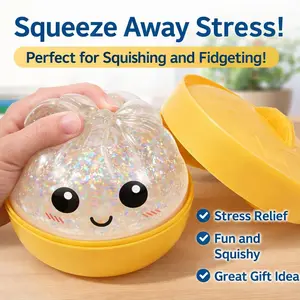Glitter Dumpling Squishy Toy Soft Squeeze Fidget Sensory Stress Relief Desk Toy