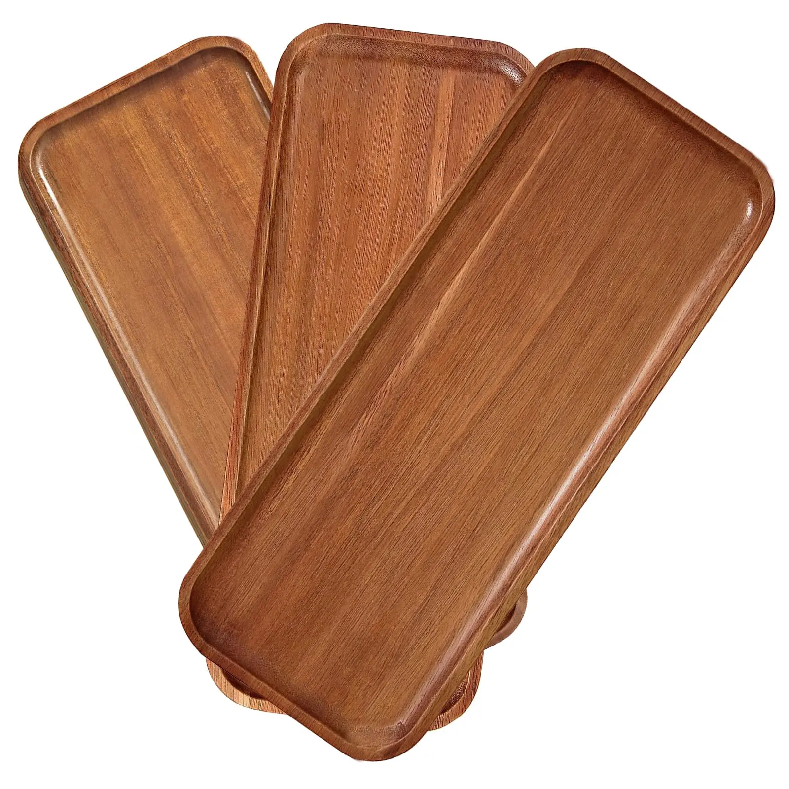 3pcs Rectangular Acacia Wooden Tray, Mini Charcuterie Board, Natural Unfinished Wood Serving Platter, Cheese Dessert Display, Kitchenware