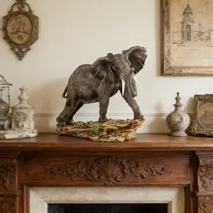 6.29in Elephant Sculpture Ornament for Outdoor Patio Garden Decoration - Vivid Image Elephant Decoration for Garden Porch, Office, Livingroom, Study, Festival Gift, Birthday Decor