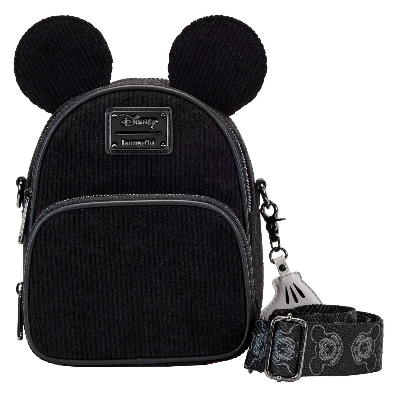Loungefly Disney Mickey Mouse Classic Corduroy Convertible Mini Backpack & Crossbody Bag, Loungefly Backpack, Casual Printed Backpack