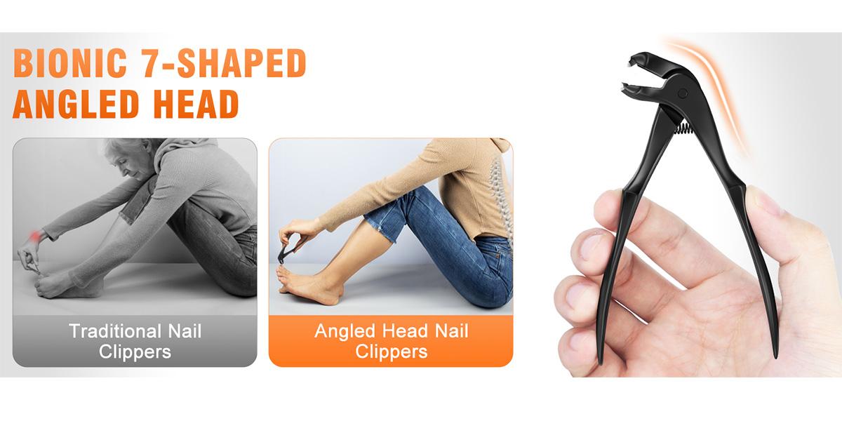Extra-long handle nail clippers - elderly nail clippers - enhanced nail scissors suitable for thick and hard nails - curved toe nail clippers - wide-opening anti-splash design with storage compartment - precision stainless steel one-piece molding Manicure