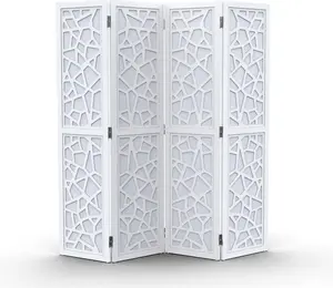 VINGLI 4-Panel Room Divider 70in White Non-Woven Fabric Screen