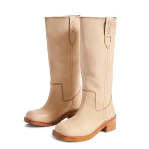 Retro solid-color high-heeled boots - round toe, mid-calf length, slip-on style, comfortable and casual. Suitable for pairing with thick soles and low heels. They are also windproof, waterproof and slip-resistant.