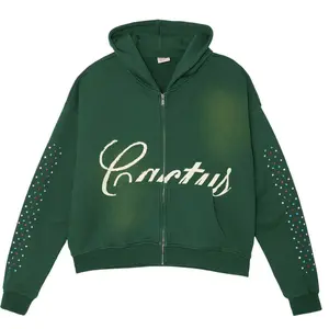 Cactus Valley Hidden Crystal Zip Hoodie Green