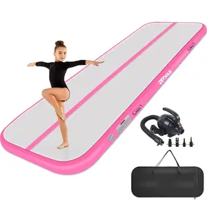 Air Mat Tumble Track 10ft 13ft 16ft 20ft Gymnastics Inflatable Tumbling mat 4in 8in Thickness for kids Home Use Gym Yoga Training Cheerleading with Electric Air Pump Carry Bag