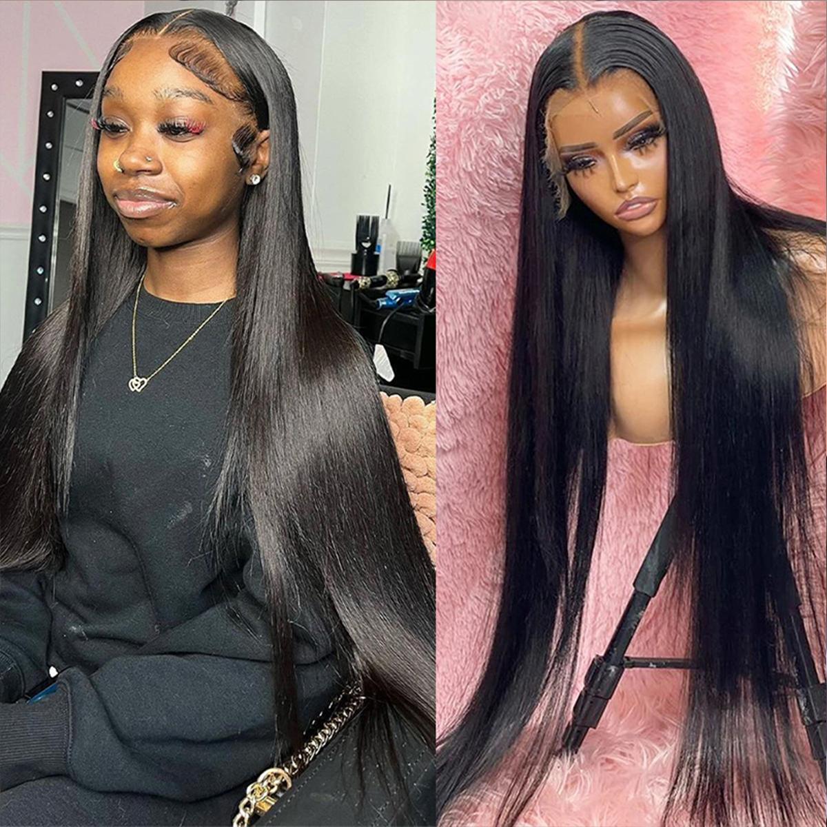 [30" = $114] Straight Human Hair Wigs 13x6 Transparent Lace Front Wigs Brazilian Natural Hair Wig Sale Pre Plucked 13x4 HD Lace Frontal Wig 180%