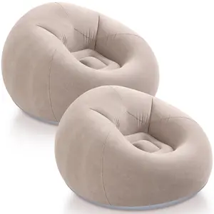 Lazy Person Inflatable Sofa Chair, Soft Comfortable Bean Bag, Flocked fiber cushion, Indoor Outdoor Reading Couch, Living Room & Camping, Beanbag portable pop