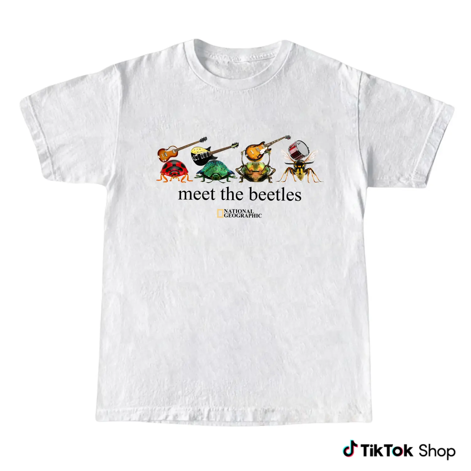 National Geographic “Meet the Beetles” Vintage Graphic Tee, Reprint Nature Insect T-Shirt, Unisex Short Sleeve Cotton Shirt, Casual Streetwear Nature Lover Gift