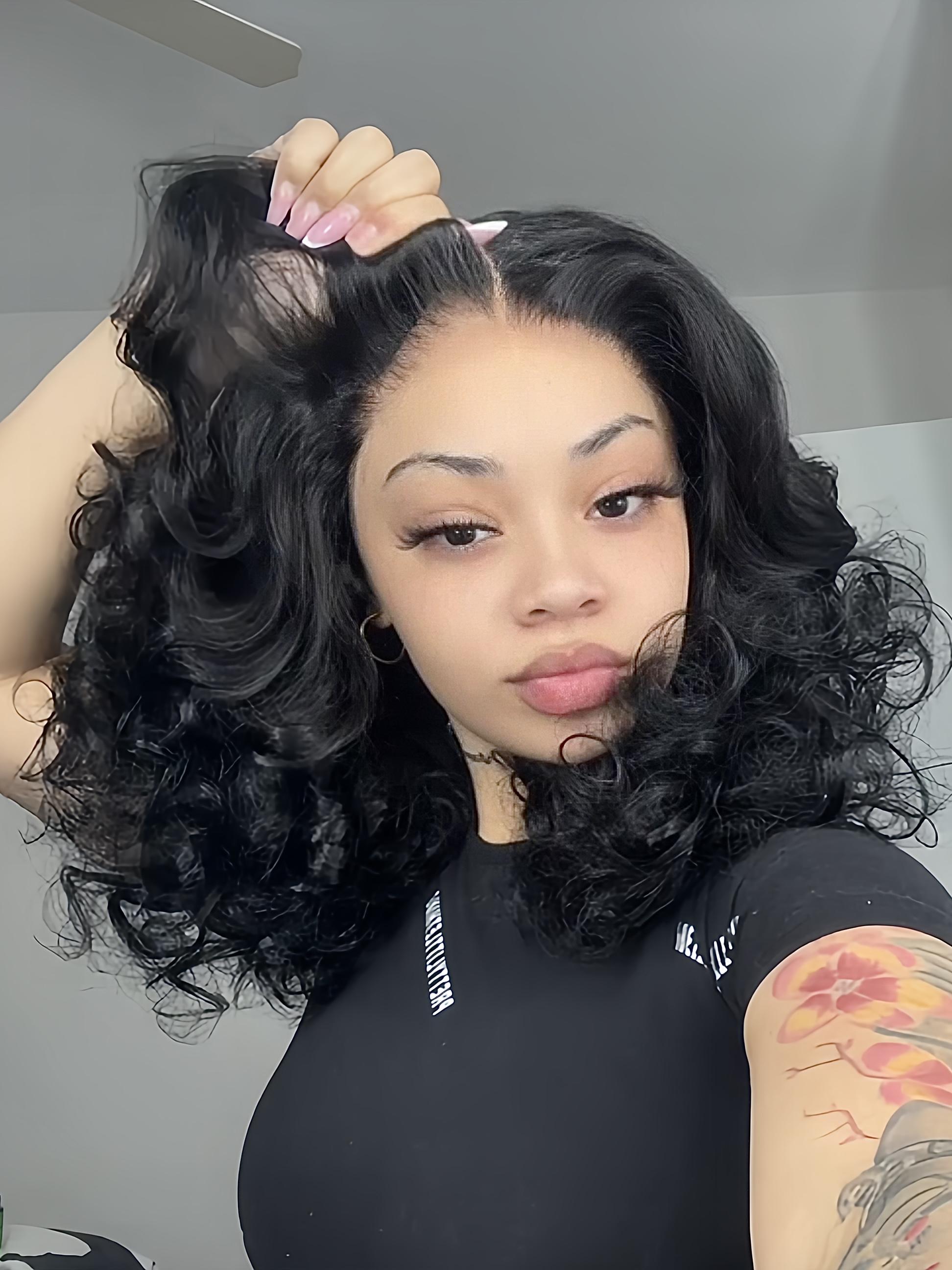 NEW Menglle Hair 250% Density Blow Out Bouncy Wave 7x6 Pre Cut Lace Front Wig Spiral Curl Gluess Human Hair Wigs With Middle Part 90s Style#springfresh#GiftedInLove