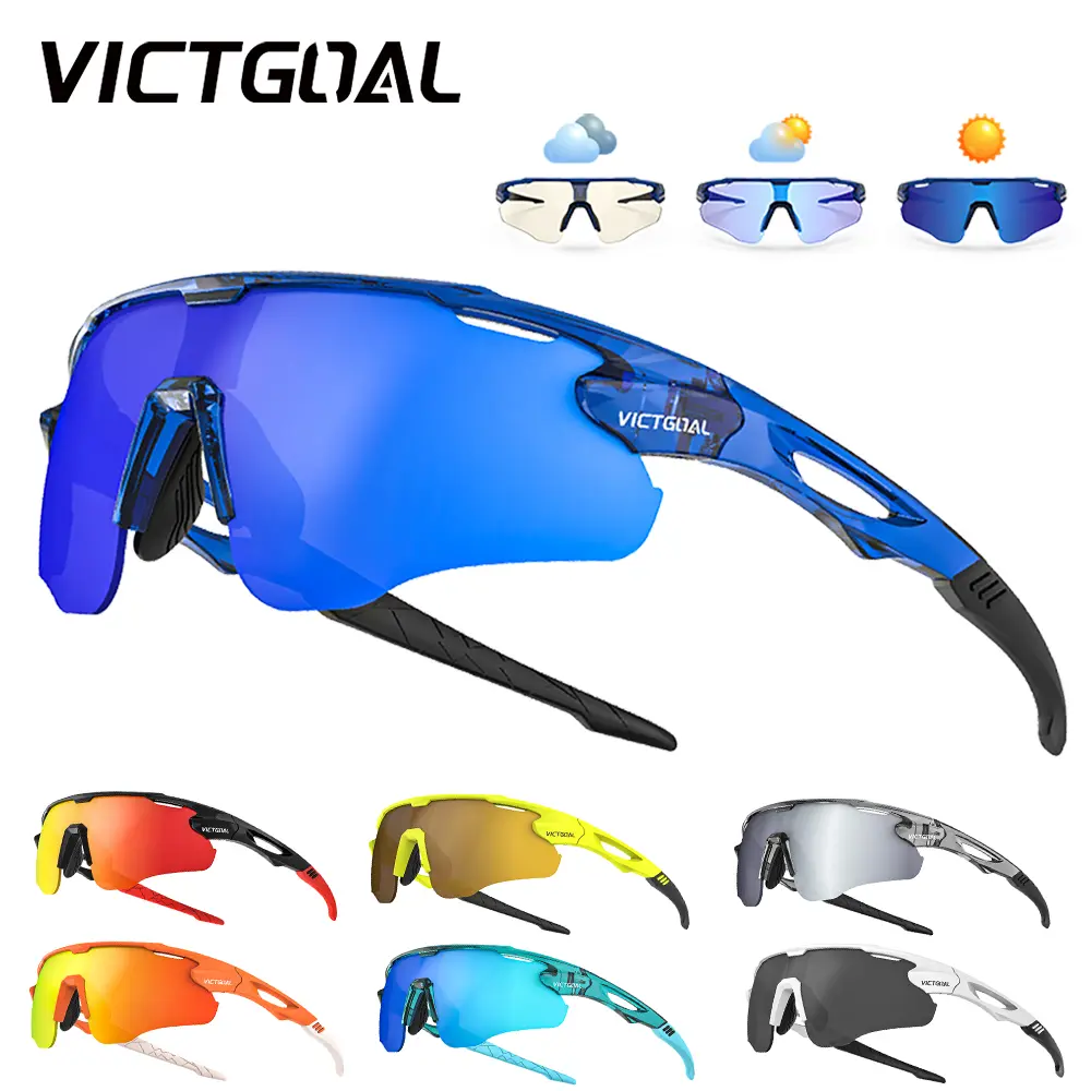 VICTGOAL Photochromic Cycling Glasses for Men & Women, UV400 Protection Biker Sports Eyewear, Adjustable Goggles Casual & Eye-Facial Protection Outdoor MTB Road Bike Gear, Casual Sports Eyewear, Eye And Face Protection Sports Eyewear