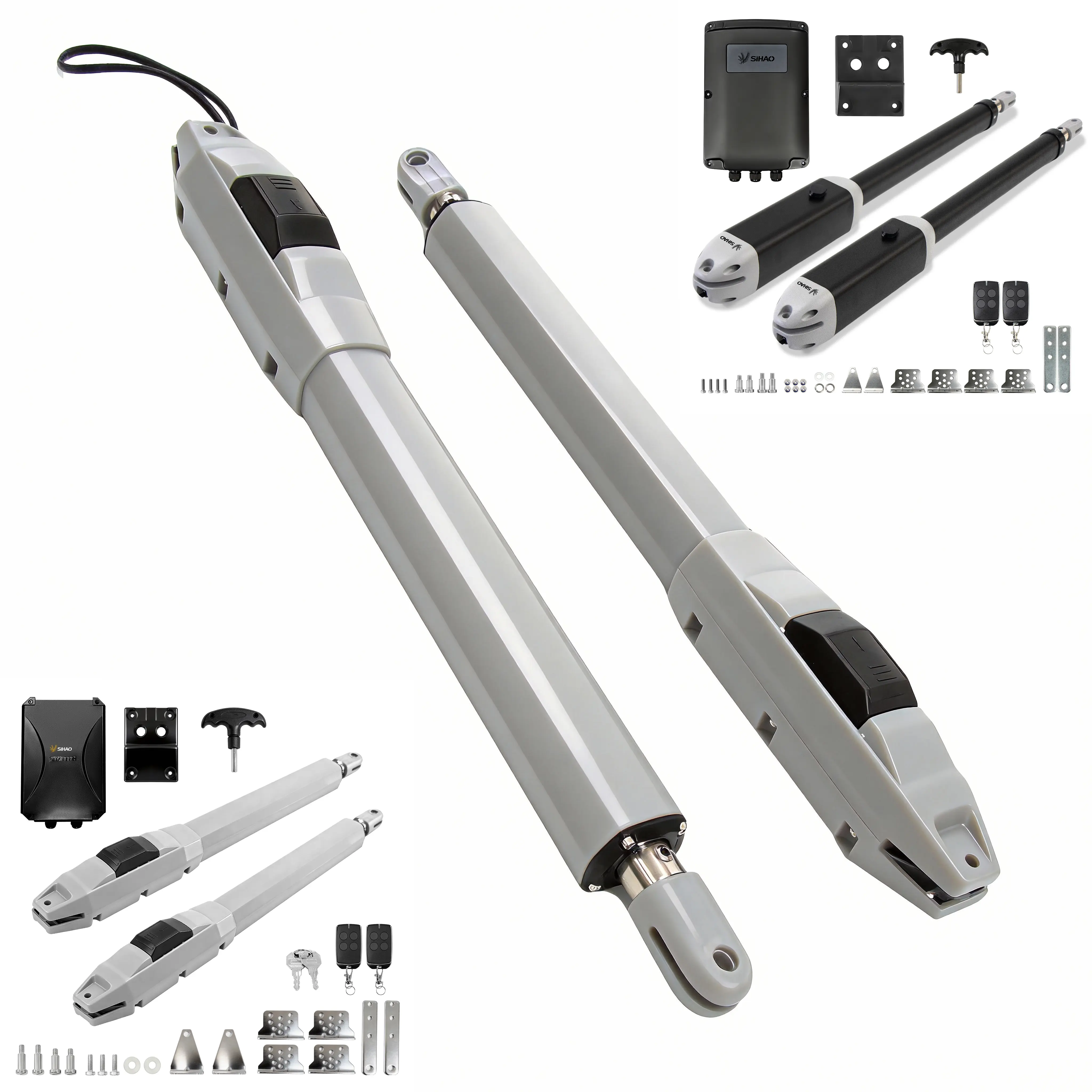 Heavy Duty Automatic Swing Gate Opener Kit with 2 Remotes IP55 Weatherproof Adjustable Auto-Close Safety Reverse, for Residential Driveway, Farm, Pasture