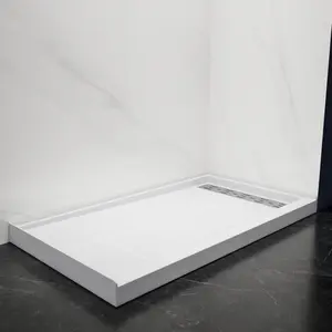 Shower Base 60x34 Solid Surface Shower Pan | Pequod Series,Non-Porous, Stain-Resistant, Long-Lasting