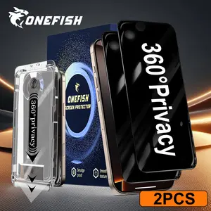 ONEFISH 360° Privacy Screen Protector 2 Pack for iPhone 17promax Electroplating Oleophobic Layer Drop Protection Cell Phone Accessories