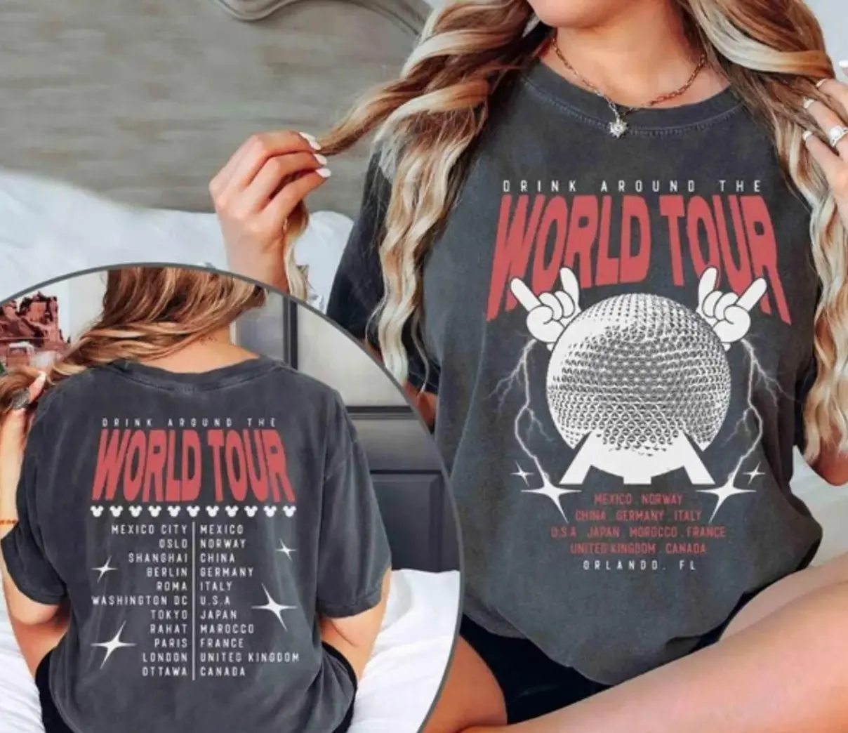Two-sided Epcot World Tour TShirt Sweatshirt Hoodie, Drink Around The World Shirt, Group Trip Shirt, Epcot World Shirt, Epcot Drink Around the World Tee A81