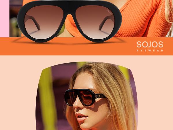 SOJOS Trendy Oversized Polarized Aviator Sunglasses Womens Men Retro Vintage 70s Style UV Protection Sun Glasses
