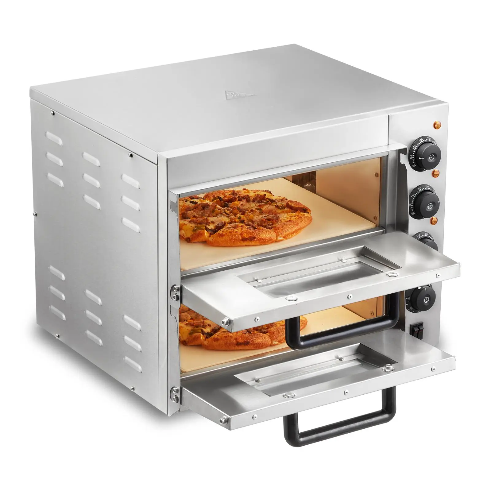 【SummerFinds】VEVOR Commercial Pizza Oven Countertop,  , 14" Double Deck Layer, Stainless Steel Electric Pizza Oven with Stone and Handle, Multipurpose Indoor Pizza Maker for Restaurant Home Pretzels Baked