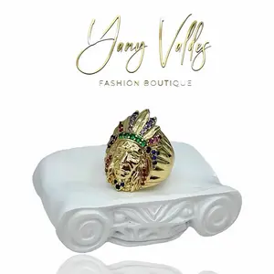 Unisex Gold Plated Ring with Multicolor Zirconia – Bold Statement Design