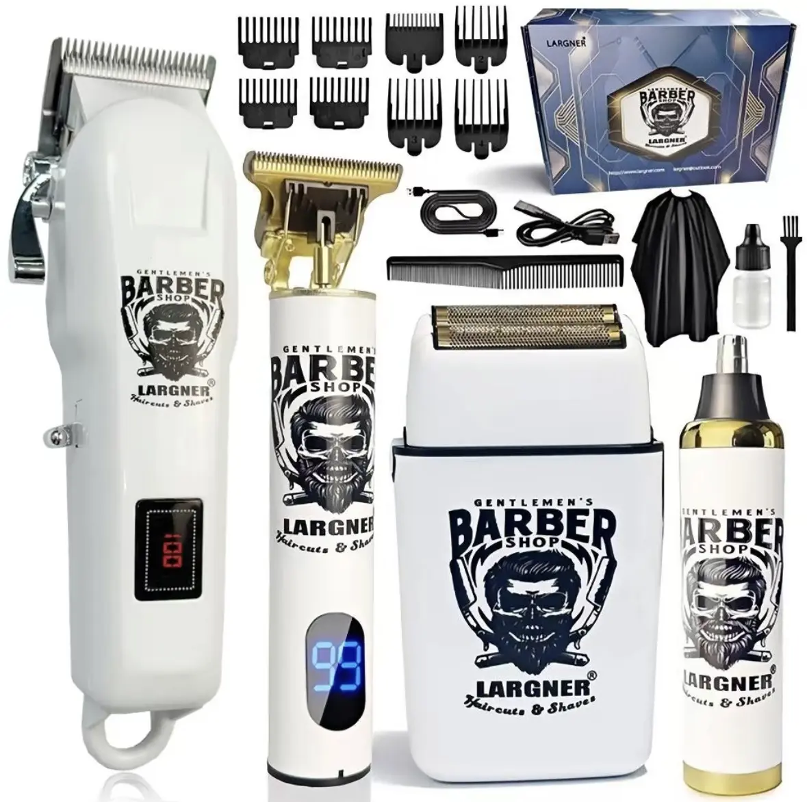 2026 NEW Professional white Hair Clipper  kit & Shaver Set, 1 SetRechargeable Hair rechargeable Trimmer & Shaver &Accessories, Great Gifts for Father, Husbandand Boyfriend